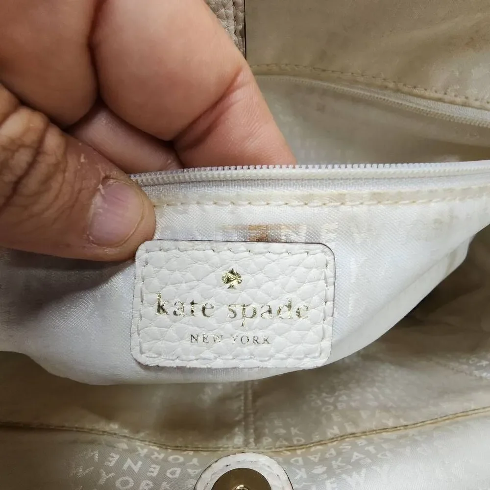 Kate Spade New York Bridge Place Francisca Large Tote Leather Bag White Cream